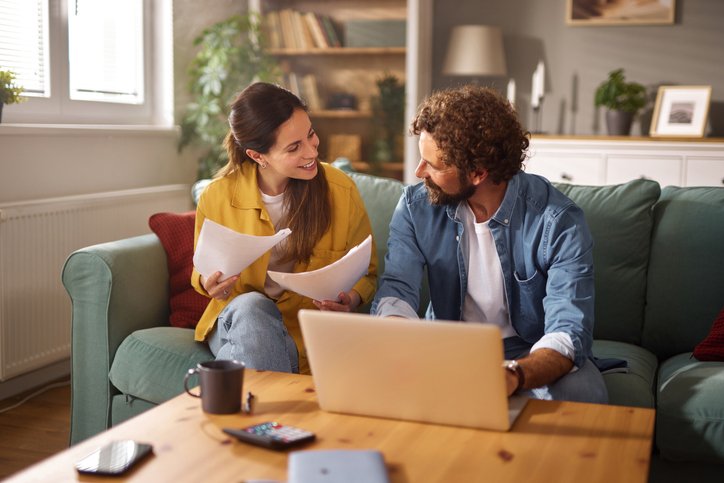 A couple reviewing their finances.